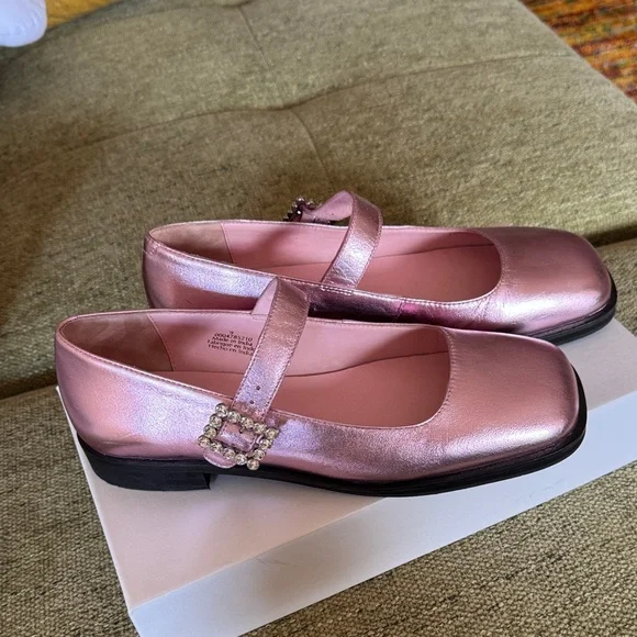 Free People Pink Mary Jane Flats - Picture 1 of 7